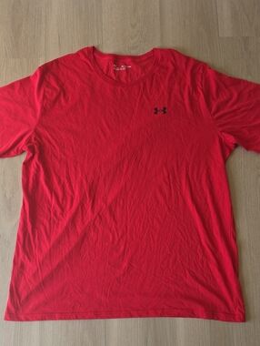 Under Armour Red Short Sleeve Crew Tee with Small Black Logo